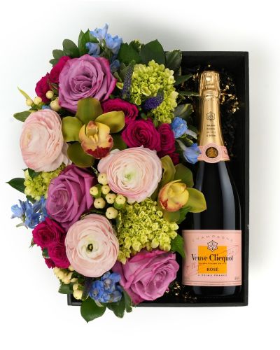 Flora Box Pastel Veuve Clicquot Rose