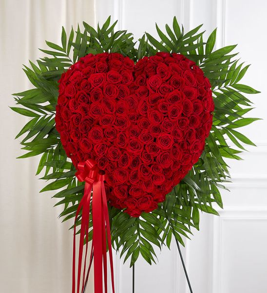 Red Heart Wreath  Bradley Funeral Homes